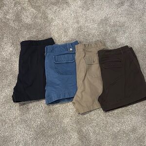 Lot of Four Casual Shorts in Black, Blue, Tan, and Brown